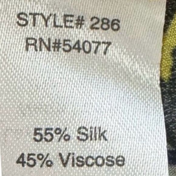 Cabi #286 Bali Yellow/Blue Floral Silk Blend Tank Top Medium Round Neck Blouse - Picture 10 of 11